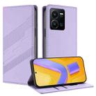For vivo Y35 4G Global Embossed Multi-functional Wallet Retro Leather Phone Case(Light Purple) - 1