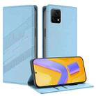 vivo Y52s 5G / iQOO U3 Embossed Multi-functional Wallet Retro Leather Phone Case(Light Blue) - 1