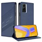 For vivo Y55s 2023 5G Embossed Multi-functional Wallet Retro Leather Phone Case(Dark Blue) - 1