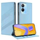 For vivo Y56 5G Global Embossed Multi-functional Wallet Retro Leather Phone Case(Light Blue) - 1