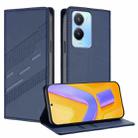 For vivo Y56 5G Global Embossed Multi-functional Wallet Retro Leather Phone Case(Dark Blue) - 1