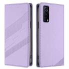 For vivo Y72 5G India Embossed Multi-functional Wallet Retro Leather Phone Case(Light Purple) - 2