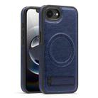 For iPhone 16e Multi-function Holder MagSafe PU Phone Case(Royal Blue) - 1