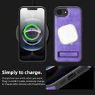 For iPhone 16e Multi-function Holder MagSafe PU Phone Case(Light Purple) - 3