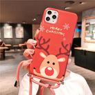 For iPhone 11 Christmas Cartoon Frosted Soft Protective Case with Rope(Red Big Elk) - 1