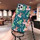 For iPhone 11 Pro Christmas Cartoon Frosted Soft Protective Case with Rope(Green Little Elk) - 1