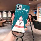 For iPhone 11 Pro Max Christmas Cartoon Frosted Soft Protective Case with Rope(Green Bear) - 1
