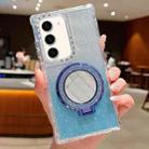For Samsung Galaxy S23+ Mirror Holder Glitterr MagSafe Phone Case(Blue) - 1