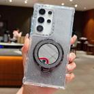 For Samsung Galaxy S23 Ultra Mirror Holder Glitterr MagSafe Phone Case(Black) - 1