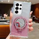 For Samsung Galaxy S24 Ultra / S25 Ultra Mirror Holder Glitterr MagSafe Phone Case(Pink) - 1
