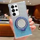 For Samsung Galaxy S24 Ultra / S25 Ultra Mirror Holder Glitterr MagSafe Phone Case(Blue) - 1