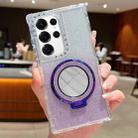 For Samsung Galaxy S24 Ultra / S25 Ultra Mirror Holder Glitterr MagSafe Phone Case(Purple) - 1