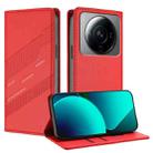 For Xiaomi 12S Ultra Embossed Multi-functional Wallet Retro Leather Phone Case(Red) - 1