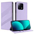 For Xiaomi 13 5G Embossed Multi-functional Wallet Retro Leather Phone Case(Light Purple) - 1