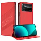 For Xiaomi Poco X4 Pro 5G Embossed Multi-functional Wallet Retro Leather Phone Case(Red) - 1