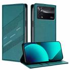 For Xiaomi Poco X4 Pro 5G Embossed Multi-functional Wallet Retro Leather Phone Case(Dark Green) - 1