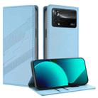 For Xiaomi Poco X4 Pro 5G Embossed Multi-functional Wallet Retro Leather Phone Case(Light Blue) - 1
