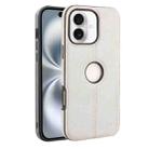 For iPhone 16 Crazy Horse Leather Back Cover Phone Case(Grey) - 1