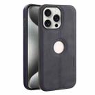 For iPhone 15 Pro Max Crazy Horse Leather Back Cover Phone Case(Blue) - 1