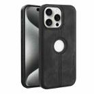 For iPhone 15 Pro Max Crazy Horse Leather Back Cover Phone Case(Black) - 1