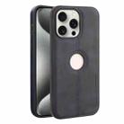 For iPhone 15 Pro Crazy Horse Leather Back Cover Phone Case(Blue) - 1