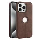 For iPhone 15 Pro Crazy Horse Leather Back Cover Phone Case(Dark Brown) - 1