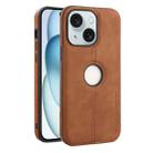 For iPhone 15 Crazy Horse Leather Back Cover Phone Case(Light Brown) - 1