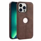 For iPhone 13 Pro Crazy Horse Leather Back Cover Phone Case(Dark Brown) - 1