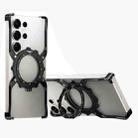 For Samsung Galaxy S23 Ultra 5G Mechanical Gear MagSafe Holder Borderless Metal Phone Case(Black) - 1