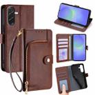 For Samsung Galaxy A36 5G Zipper Bag Leather Phone Case(Brown) - 1
