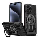 For iPhone 15 Pro Max Armor Rotating Holder MagSafe Phone Case(Black) - 1