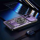 For iPhone 15 Pro Max Armor Rotating Holder MagSafe Phone Case(Purple) - 3