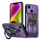 For iPhone 14 Plus Armor Rotating Holder MagSafe Phone Case(Purple) - 1