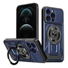 For iPhone 12 Pro Max Armor Rotating Holder MagSafe Phone Case(Blue) - 1