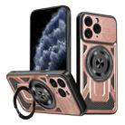For iPhone 11 Pro Max Armor Rotating Holder MagSafe Phone Case(Rose Gold) - 1