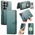 For Samsung Galaxy S25 Ultra 5G CaseNeo Finger Grip Strap MagSafe Leather Phone Case(Green) - 1