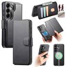 For Samsung Galaxy S25 5G CaseNeo Finger Grip Strap MagSafe Leather Phone Case(Black) - 1