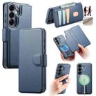 For Samsung Galaxy S25 5G CaseNeo Finger Grip Strap MagSafe Leather Phone Case(Blue) - 1