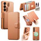 For Samsung Galaxy S25+ 5G CaseNeo Finger Grip Strap MagSafe Leather Phone Case(Brown) - 1