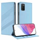 For Samsung Galaxy A02s 166mm Embossed Multi-functional Wallet Retro Leather Phone Case(Light Blue) - 1