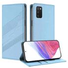 For Samsung Galaxy A03s 165.8mm Embossed Multi-functional Wallet Retro Leather Phone Case(Light Blue) - 1