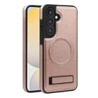 For Samsung Galaxy S25+ 5G Multi-function Holder MagSafe PU Phone Case(Rose Gold) - 2