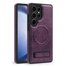 For Samsung Galaxy S25 Ultra 5G Multi-function Holder MagSafe PU Phone Case(Deep Purple) - 2