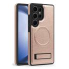 For Samsung Galaxy S25 Ultra 5G Multi-function Holder MagSafe PU Phone Case(Rose Gold) - 2