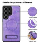 For Samsung Galaxy S25 Ultra 5G Multi-function Holder MagSafe PU Phone Case(Light Purple) - 3