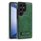 For Samsung Galaxy S23 Ultra 5G Multi-function Holder MagSafe PU Phone Case(Green) - 2
