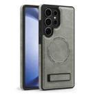 For Samsung Galaxy S23 Ultra 5G Multi-function Holder MagSafe PU Phone Case(Titanium Gray) - 2