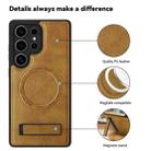 For Samsung Galaxy S23 Ultra 5G Multi-function Holder MagSafe PU Phone Case(Brown) - 3