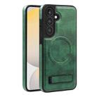 For Samsung Galaxy S24+ 5G Multi-function Holder MagSafe PU Phone Case(Green) - 2
