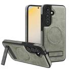 For Samsung Galaxy S24+ 5G Multi-function Holder MagSafe PU Phone Case(Titanium Gray) - 1